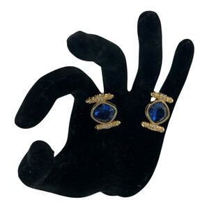 Vintage Swarovski Blue Crystal Clear Crystal Post Back Earrings